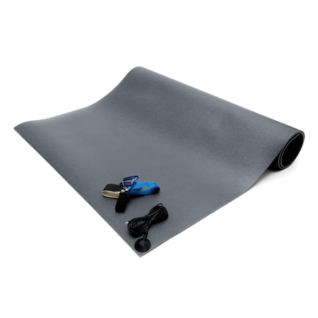 Bertech ESD Anti-Static Chair Mat Kit, 3 Ft. x 8 Ft., 0.19 In. Thick, Gray CM-3X8GKT